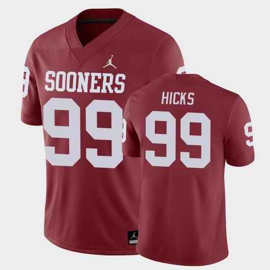 Men Oklahoma Sooners Marcus Hicks College Football Crimson Game Jersey